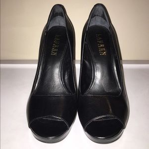 Ralph Lauren black peep-toe shoe NWOT